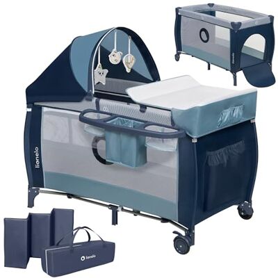 Lionelo Sven 2-in-1 Reisbed annex Babybox, draagbaar logeerbed, in hoogte verstelbaar, commode, luifel met muggennet en zijingang, compact en opvouwbaar, accessoires, ook voor thuis Lionelo Sven 2-in-1 Reisbed annex Babybox, draagbaar logeerbed, in hoogte verstelbaar, commode, luifel met muggennet en zijingang, compact en opvouwbaar, accessoires, ook voor thuis