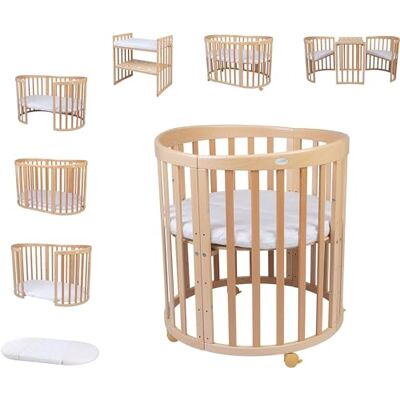 waldin 7-in-1 ovaal babybed, matras, wielen en plank, naturel pasgeborenen, schaalbaar, cododo-wieg, box, kinderbed, in hoogte verstelbaar, transformeerbaar, massief beuken, optioneel waldin 7-in-1 ovaal babybed, matras, wielen en plank, naturel pasgeborenen, schaalbaar, cododo-wieg, box, kinderbed, in hoogte verstelbaar, transformeerbaar, massief beuken, optioneel