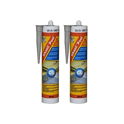 SIKA sil Pool siliconenkit, afdichting voor zwembad, grijs, 300 ml, 2 stuks SIKA sil Pool siliconenkit, afdichting voor zwembad, grijs, 300 ml, 2 stuks