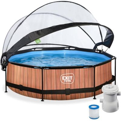 EXIT TOYS EXIT Zwembad Ø 300x76cm met koepel en filterpomp bruin zwembad met randen, rond zwembad 4383 l, bruin EXIT TOYS EXIT Zwembad Ø 300x76cm met koepel en filterpomp bruin zwembad met randen, rond zwembad 4383 l, bruin