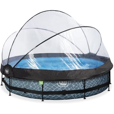 EXIT TOYS EXIT Stone Pool ø360x76cm with Dome and Filter Pomp Grey Zwembad met randen, Rond zwembad, 6125 l, Grijs EXIT TOYS EXIT Stone Pool ø360x76cm with Dome and Filter Pomp Grey Zwembad met randen, Rond zwembad, 6125 l, Grijs