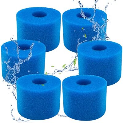 ZFTCN Set van 6 zwembadfilters van schuimfilter voor Intex type S1 schuimfilter voor spa, zwembad herbruikbaar en wasbaar filterspons type S1 (6 stuks) ZFTCN Set van 6 zwembadfilters van schuimfilter voor Intex type S1 schuimfilter voor spa, zwembad herbruikbaar en wasbaar filterspons type S1 (6 stuks)