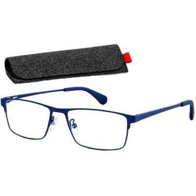 SILAC 7306 Leesbril voor dames en heren +1,00 tot +3,50 Nikkelvrij mat blauw metalen frame, licht en duurzaam, krasbestendige glazen 1,50 SILAC 7306 Leesbril voor dames en heren +1,00 tot +3,50 Nikkelvrij mat blauw metalen frame, licht en duurzaam, krasbestendige glazen 1,50