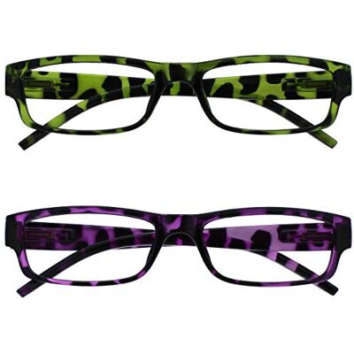 OPULIZE The Reading Glasses Leesbril, groen & violet, licht, waarde, 2 stuks, RR32-65 +1,50 +1,50 Grossissement OPULIZE The Reading Glasses Leesbril, groen & violet, licht, waarde, 2 stuks, RR32-65 +1,50 +1,50 Grossissement