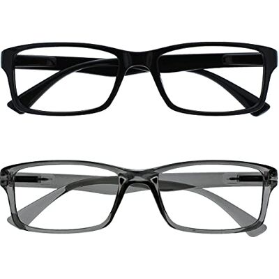 OPULIZE The Reading Glasses Company Pep Reading bril, uniseks, zwart/grijs, + 3,00 vergroting +3,00 Grossissement OPULIZE The Reading Glasses Company Pep Reading bril, uniseks, zwart/grijs, + 3,00 vergroting +3,00 Grossissement