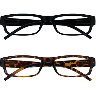 OPULIZE The Reading Glasses Leesbril, zwart & bruin, licht, waarde, 2 stuks, voor mannen en vrouwen, RR32-12 +2,00 Puissance Optique +2,00 OPULIZE The Reading Glasses Leesbril, zwart & bruin, licht, waarde, 2 stuks, voor mannen en vrouwen, RR32-12 +2,00 Puissance Optique +2,00