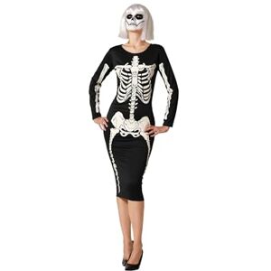 ATOSA Skeletkostuum voor dames met lange jurk, comfortabel, grappig en origineel, voor Halloween, carnaval, themafeesten, maat XL ATOSA Skeletkostuum voor dames met lange jurk, comfortabel, grappig en origineel, voor Halloween, carnaval, themafeesten, maat XL
