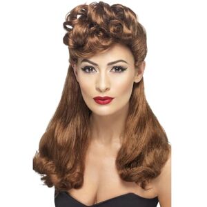 Smiffys Vintage pruik uit de jaren '40, kastanjebruin, lang haar met mooie krullen Smiffys Vintage pruik uit de jaren '40, kastanjebruin, lang haar met mooie krullen