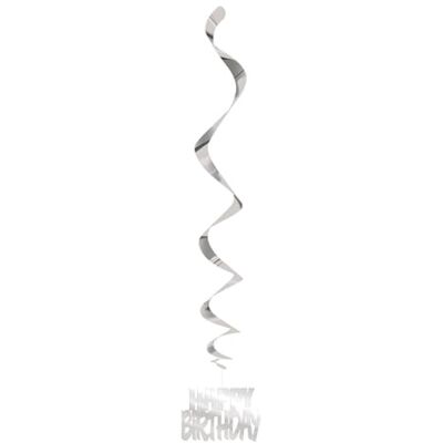 Unique Set van 3 Happy Birthday hangdecoraties van zilverfolie (81 cm) leuke elegante feestdecoratie Unique Set van 3 Happy Birthday hangdecoraties van zilverfolie (81 cm) leuke elegante feestdecoratie