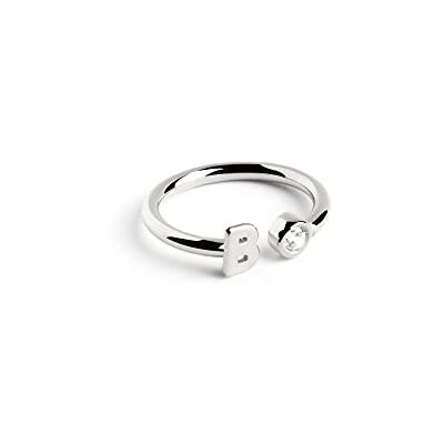 SINGULARU Bague Personnalisée Letter Diamond Argent. Ajustable. Argent sterling 925 avec finition plaquée rhodium. Taille unique. SINGULARU Bague Personnalisée Letter Diamond Argent. Ajustable. Argent sterling 925 avec finition plaquée rhodium. Taille unique.