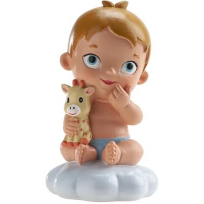 dekora Doop taartdecoratie baby jongen met giraffe pluche 10,5 cm taartdecoratie voor doop en babyshower dekora Doop taartdecoratie baby jongen met giraffe pluche 10,5 cm taartdecoratie voor doop en babyshower