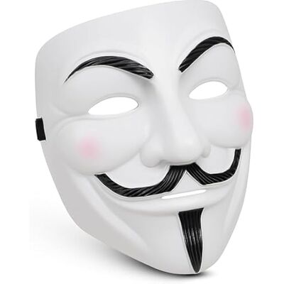 FIESTAS GUIRCA Anoniem wit plastic wraakmasker V FIESTAS GUIRCA Anoniem wit plastic wraakmasker V
