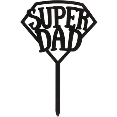 dekora Vaderdag taartdecoratie "Super Dad" Taartdecoratie geschikt voor contact met levensmiddelen Topping van kunststof voor het versieren van taarten of taarten Zwart Afmetingen: dekora Vaderdag taartdecoratie "Super Dad" Taartdecoratie geschikt voor contact met levensmiddelen Topping van kunststof voor het versieren van taarten of taarten Zwart Afmetingen:
