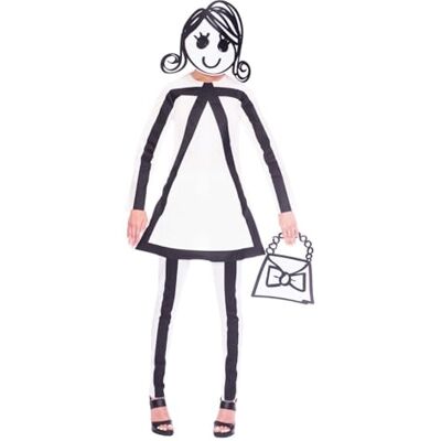 amscan Stick Woman 9905100 kostuum voor volwassenen, wit amscan Stick Woman 9905100 kostuum voor volwassenen, wit