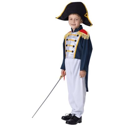 Dress Up America Kostuum van koloniaal generaal voor kinderen, historisch militair kostuum met franje, broek en hoed Dress Up America Kostuum van koloniaal generaal voor kinderen, historisch militair kostuum met franje, broek en hoed