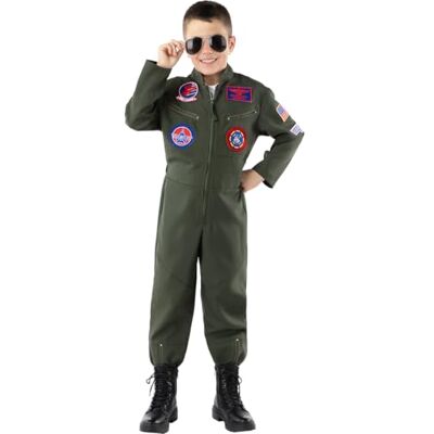 Funidelia Top Gun pilotenkostuum voor jongens, officiële licentie, maat 3-4 jaar, piloot, piloot, kinderkostuum voor feestjes, carnaval en Halloween Funidelia Top Gun pilotenkostuum voor jongens, officiële licentie, maat 3-4 jaar, piloot, piloot, kinderkostuum voor feestjes, carnaval en Halloween