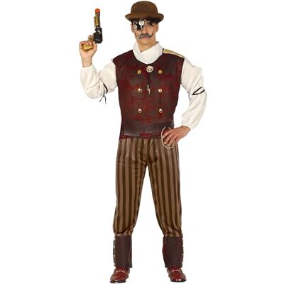 FIESTAS GUIRCA Steampunk Carnavalskostuum voor heren, met hemd met vest, halsdoek, riem, steampunkbroek voor heren, carnaval, cosplay FIESTAS GUIRCA Steampunk Carnavalskostuum voor heren, met hemd met vest, halsdoek, riem, steampunkbroek voor heren, carnaval, cosplay