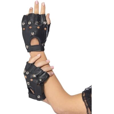 Smiffys Zwarte punk-handschoenen met studs Smiffys Zwarte punk-handschoenen met studs