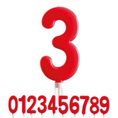 dekora 345280 reuze verjaardagskaars nummer 3, rood, 15 cm dekora 345280 reuze verjaardagskaars nummer 3, rood, 15 cm