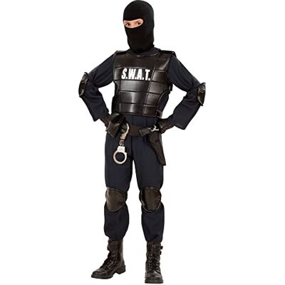 W WIDMANN MILANO Party Fashion Widmann S.W.A.T kinderkostuum, balvest, riem met halster en zak, kniebeschermers, elleboogbeschermers, masker, gelei, carnaval, themafeest W WIDMANN MILANO Party Fashion Widmann S.W.A.T kinderkostuum, balvest, riem met halster en zak, kniebeschermers, elleboogbeschermers, masker, gelei, carnaval, themafeest