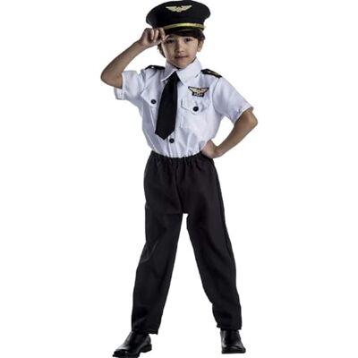 Dress Up America Ensemble de Costume de Pilote de Luxe pour Enfants – Uniforme de Commandant de Bord avec Chemise, Cravate, Pantalon et Chapeau Dress Up America Ensemble de Costume de Pilote de Luxe pour Enfants – Uniforme de Commandant de Bord avec Chemise, Cravate, Pantalon et Chapeau