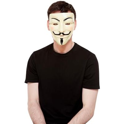 Smiffys Guy Fawkes masker, crème, elastische band Smiffys Guy Fawkes masker, crème, elastische band