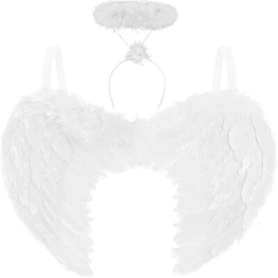 REDSTAR Fancy Dress Engelenkostuum; met vleugels en diadeem met aureool; wit; voor Halloween REDSTAR Fancy Dress Engelenkostuum; met vleugels en diadeem met aureool; wit; voor Halloween