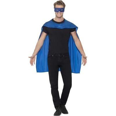 Smiffys Cape, blauw, met oogmasker Smiffys Cape, blauw, met oogmasker