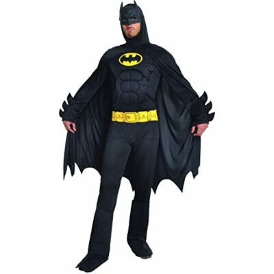 Ciao Batman Dark Knight kostuum voor volwassenen, Original DC Comics met gevoerde spieren, heren, effen, 11718, zwart, maat XL Ciao Batman Dark Knight kostuum voor volwassenen, Original DC Comics met gevoerde spieren, heren, effen, 11718, zwart, maat XL