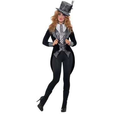 Smiffys Deluxe Fat Black Hatter kostuum met jas, vest, vlinderdas en hoed Smiffys Deluxe Fat Black Hatter kostuum met jas, vest, vlinderdas en hoed