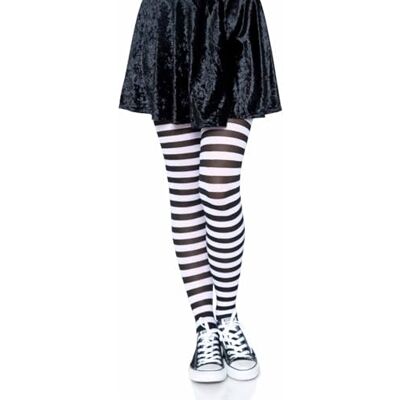 Leg Avenue Stripe Tights +, 3X-4X (zwart wit) Leg Avenue Stripe Tights +, 3X-4X (zwart wit)
