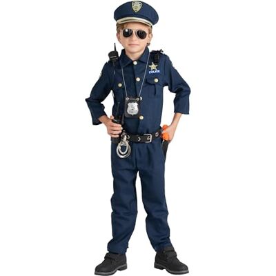 Dress Up America Politie Kostuum Voor Jongens Shirt, Broek, Hoed, Riem, Fluitje, Pistoolholster En Walkietalkie-Agent Dress Up America Politie Kostuum Voor Jongens Shirt, Broek, Hoed, Riem, Fluitje, Pistoolholster En Walkietalkie-Agent