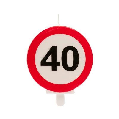 dekora Verjaardagskaars met verbodssignaal voor taartdecoratie, nummer 40 dekora Verjaardagskaars met verbodssignaal voor taartdecoratie, nummer 40