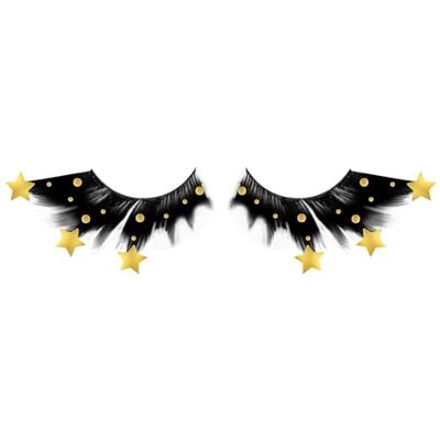 FIESTAS GUIRCA Zwarte wimpers met gouden sterren, make-up-accessoire voor Kerstmis en Nieuwjaar, ideaal voor eindejaarsfeesten en feesten, voor volwassen vrouwen, zwart en goud FIESTAS GUIRCA Zwarte wimpers met gouden sterren, make-up-accessoire voor Kerstmis en Nieuwjaar, ideaal voor eindejaarsfeesten en feesten, voor volwassen vrouwen, zwart en goud