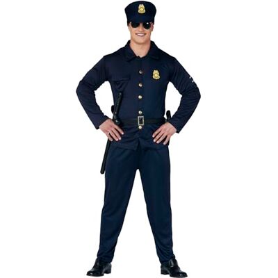 FIESTAS GUIRCA Politieagentenkostuum voor heren, marineblauw, politieuniform, met politiemuts, maat S 46-48 FIESTAS GUIRCA Politieagentenkostuum voor heren, marineblauw, politieuniform, met politiemuts, maat S 46-48