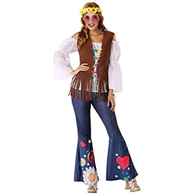 ATOSA -60004 -60004 Hippie-kostuum volwassenen, dames, 60004, blauw, XS ATOSA -60004 -60004 Hippie-kostuum volwassenen, dames, 60004, blauw, XS