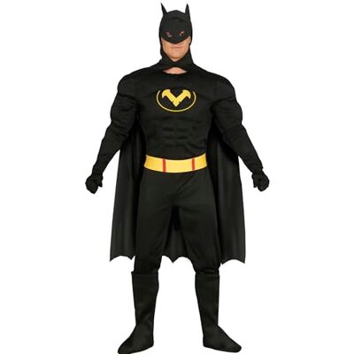 FIESTAS GUIRCA Superheldenkostuum voor heren, zwarte cape en masker, maat S 36-38 FIESTAS GUIRCA Superheldenkostuum voor heren, zwarte cape en masker, maat S 36-38