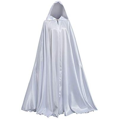 GRACEART Middeleeuwse cape met capuchon, poncho met capuchon, lang, volwassenen, kostuum, Halloween, wit GRACEART Middeleeuwse cape met capuchon, poncho met capuchon, lang, volwassenen, kostuum, Halloween, wit