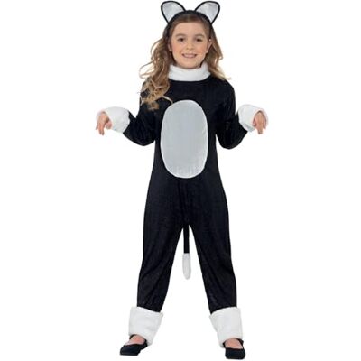Smiffys Cool kattenkostuum met overall, broek, staart en hoofdband Smiffys Cool kattenkostuum met overall, broek, staart en hoofdband