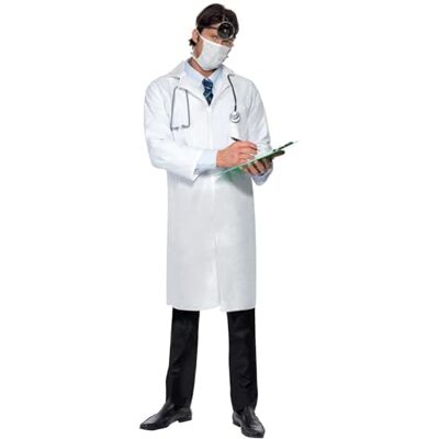 Smiffys dokterskostuum wit met lange blouse en masker Smiffys dokterskostuum wit met lange blouse en masker