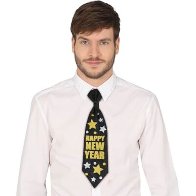 FIESTAS GUIRCA Happy New Year Stropdas zwart (38 cm) Verkleedaccessoires voor feestdagen en Kerstmis Ideaal voor volwassen mannen voor feesten en evenementen Zwart FIESTAS GUIRCA Happy New Year Stropdas zwart (38 cm) Verkleedaccessoires voor feestdagen en Kerstmis Ideaal voor volwassen mannen voor feesten en evenementen Zwart