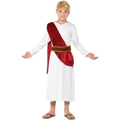 Smiffys Romeins kostuum, wit, met jurk, riem en hoofdstuk, kostuum voor kinderen, Romeinse jongens (1 stuk) Smiffys Romeins kostuum, wit, met jurk, riem en hoofdstuk, kostuum voor kinderen, Romeinse jongens (1 stuk)