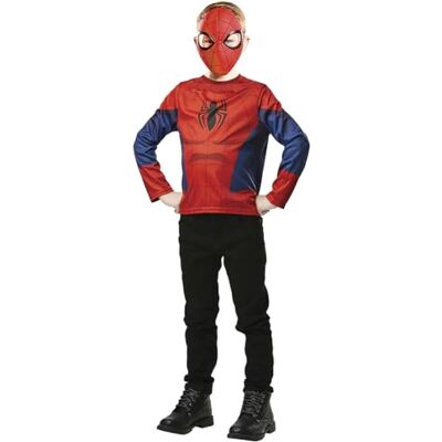 RUBIE'S SPIDER-MAN Officieel Marvel – kostuum voor kinderen met een top bedrukt met spinnenlogo, Spiderman, zijn masker van kunststof, één maat, 5-8 jaar, superhelden Avengers RUBIE'S SPIDER-MAN Officieel Marvel – kostuum voor kinderen met een top bedrukt met spinnenlogo, Spiderman, zijn masker van kunststof, één maat, 5-8 jaar, superhelden Avengers