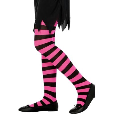Smiffys Panty met zwarte en fichsia strepen, 6-12 jaar Smiffys Panty met zwarte en fichsia strepen, 6-12 jaar