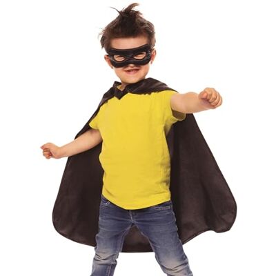 RUBIE'S Rubies Zwarte superheldenset voor jongens en meisjes, eenheidsmaat, uniseks, cape en anti-gezicht, officieel carnaval, verjaardag, feest en Halloween RUBIE'S Rubies Zwarte superheldenset voor jongens en meisjes, eenheidsmaat, uniseks, cape en anti-gezicht, officieel carnaval, verjaardag, feest en Halloween