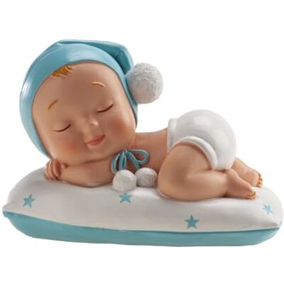 dekora Doop taartdecoratie slapende baby jongen 10 cm taartdecoratie voor doop en babyshower dekora Doop taartdecoratie slapende baby jongen 10 cm taartdecoratie voor doop en babyshower