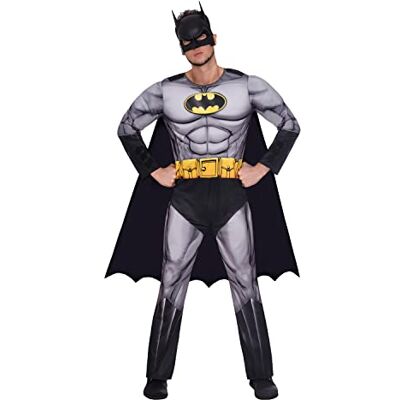 amscan Warner Bros 9906099 Batman-kostuum voor heren, maat XL, grijs amscan Warner Bros 9906099 Batman-kostuum voor heren, maat XL, grijs