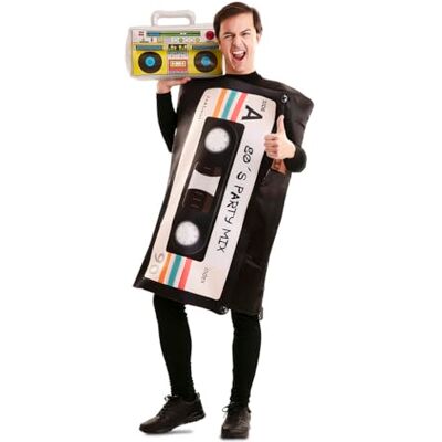 EUROCARNAVALES FYASA jaren 80 audiocassette kostuum zwart EUROCARNAVALES FYASA jaren 80 audiocassette kostuum zwart