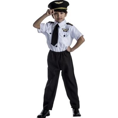 Dress Up America Ensemble de Costume de Pilote de Luxe pour Enfants – Uniforme de Commandant de Bord avec Chemise, Cravate, Pantalon et Chapeau Dress Up America Ensemble de Costume de Pilote de Luxe pour Enfants – Uniforme de Commandant de Bord avec Chemise, Cravate, Pantalon et Chapeau