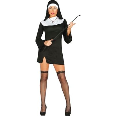 FIESTAS GUIRCA Sexy nonnenkostuum voor dames met korte jurk en hoed, maat M 38-40, nonnenkostuum, carnaval, nonnenkostuum, nonnenkostuum voor Halloween FIESTAS GUIRCA Sexy nonnenkostuum voor dames met korte jurk en hoed, maat M 38-40, nonnenkostuum, carnaval, nonnenkostuum, nonnenkostuum voor Halloween